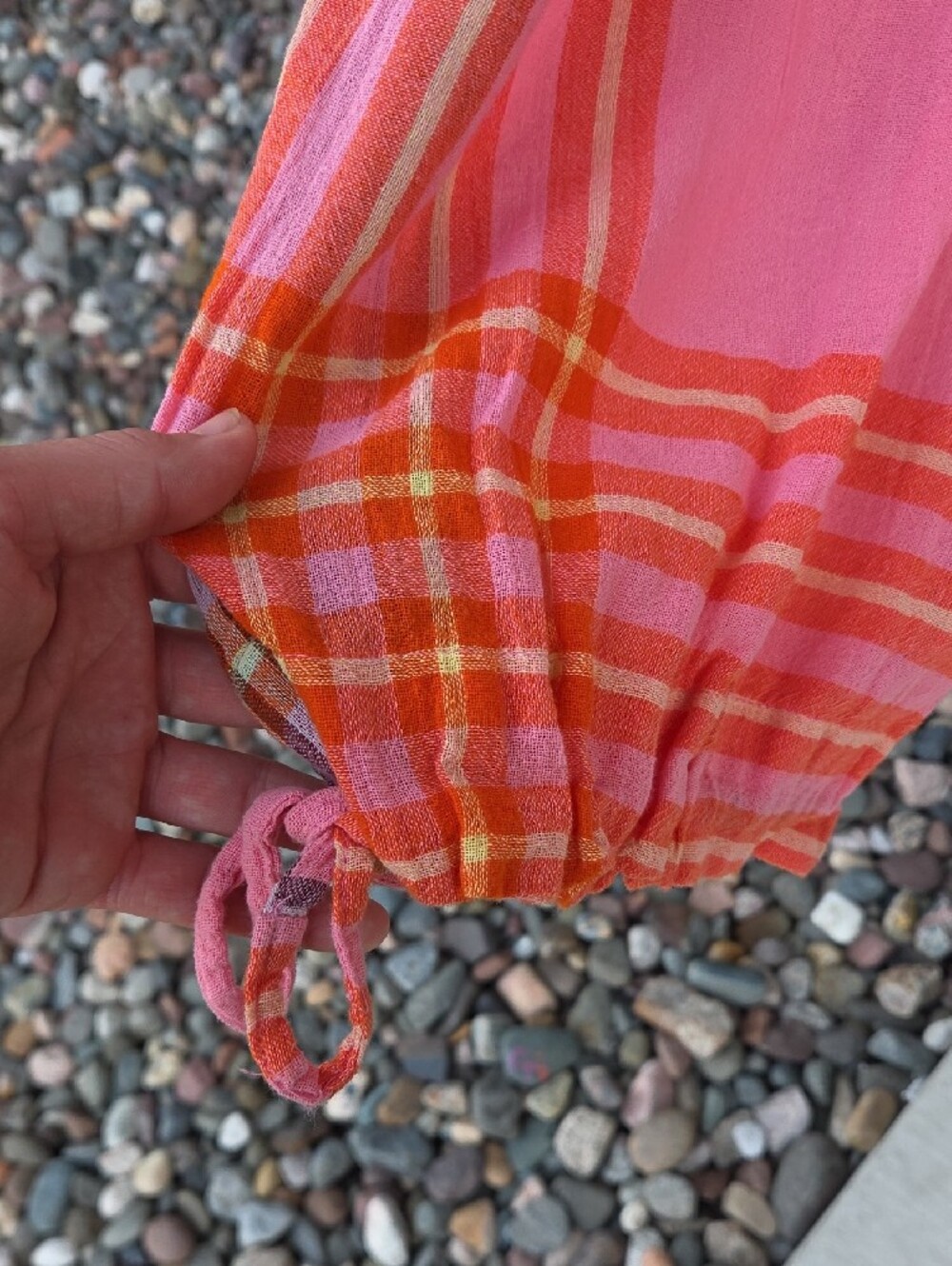 Free People Pink and Orange Plaid Cargo Joggers - Picture 4 of 7